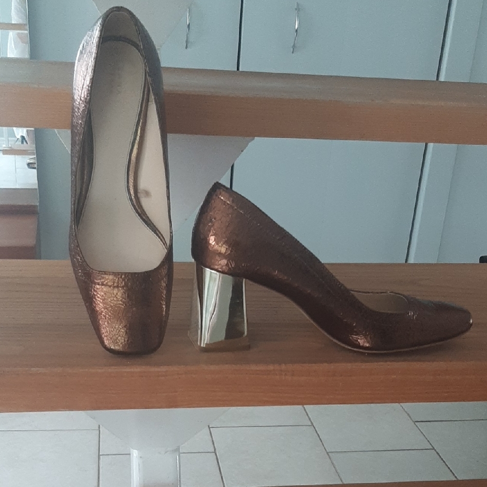 Zara Bronze with Gold Block Heels Size 39